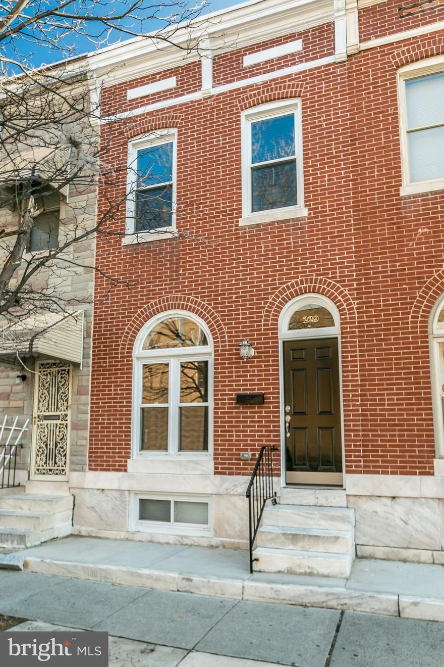 Newly renovated, beautiful rowhome just north of Patterson Park. Shows like a model.  New carpet upstairs, Dark stained oak in LR. Wood Blinds, Fresh paint throughout, granite & stainless kitchen, Lots of light in the 3 bedrooms and 2 baths. Basement is unfinished and clean. Back patio and deck for entertaining. This home is sexy. Make your appointment today.  Closing Cost help available!