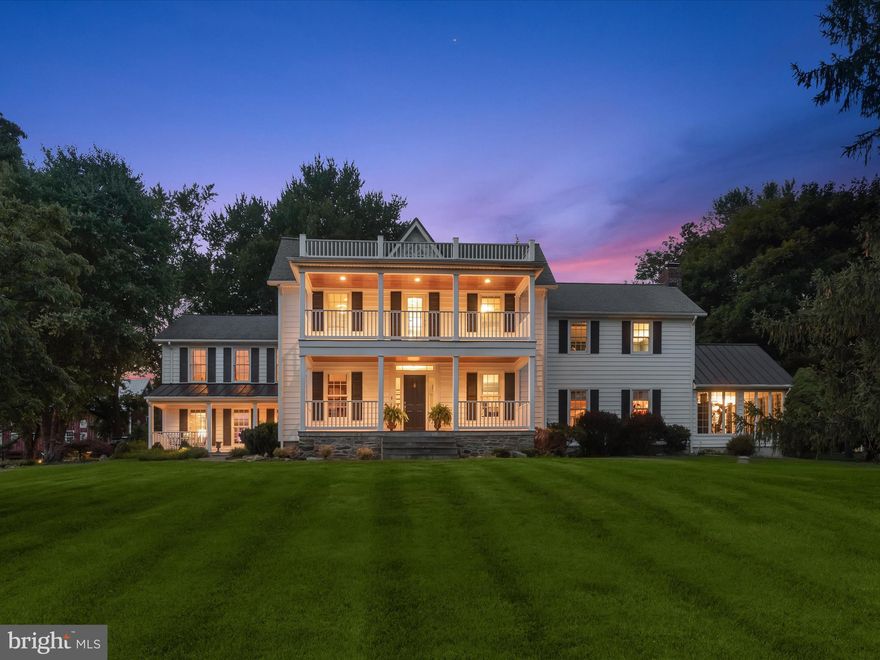 Stunning home on nearly 20 acres, featuring an expanded and elegantly renovated interior throughout. Includes a charming one bedroom, one bath apartment that’s attached to the home, attached 2-car garage and a detached 2-car garage and a large bank barn. Off of the kitchen and sun room area of the home is an expansive flag stone patio with a stone fireplace and built-in grill area.