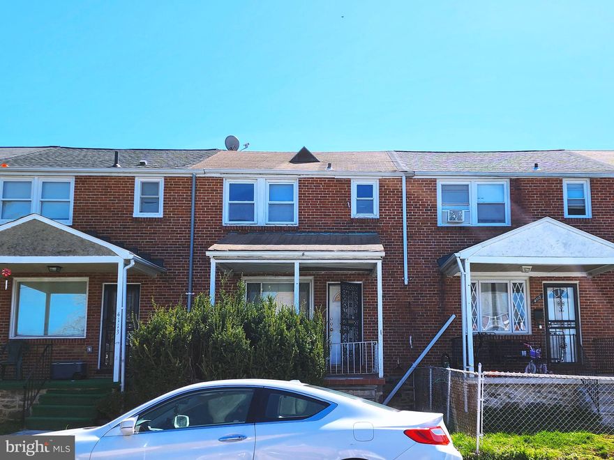 ONLINE AUCTION: Bidding begins 6/17 @ 10:00 AM. Bidding ends 6/19 @ 6:40 PM. List Price is Suggested Opening Bid. Deposit: $10,000.

This two-story porch-front townhouse is situated in the Woodmere area of Baltimore City. Residents have the advantage of being close to a variety of attractions, including Reisterstown Road Plaza, Pimlico Race Track, Sinai Hospital, Cylburn Arboretum, and the West Cold Spring Metro Station. The home offers easy access to the major traffic artery, Reisterstown Road, enhancing mobility and convenience. The property is believed to be occupied.