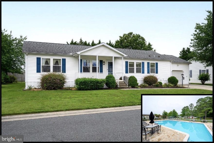 This charming and well maintained 2-bedroom, 2.5-bath rancher is located in the desirable Hyde Park 55+ community. Offering 1,887 square feet of one-level living, this home features a welcoming front porch that leads into a spacious living room. The open kitchen includes ample cabinet and counter space, a pantry, and a breakfast bar that overlooks the family room, perfect for everyday living and entertaining.  A separate dining room provides additional space for gatherings, while the sought-after split floor plan offers two private bedroom suites. The primary suite boasts a walk-in closet and a full bath with a shower/tub combo and linen closet. The second suite features a large closet and its own full bath. A large sunroom overlooks the backyard and opens onto a rear deck leading to a patio. Additional highlights include a laundry room with a half bath off the 1-car garage, rear garage access to the backyard, and a shed with electric.  The vibrant Hyde Park community offers fantastic amenities included with the ground rent, such as an outdoor pool, a clubhouse for social gatherings, fitness center, dog park, 9-hole disc golf course and shuffleboard courts. Property taxes, water, sewer, and trash services are all included, along with snow removal on paved streets and maintenance of common areas. Onsite office management provides added peace of mind. Don’t miss this opportunity to enjoy low-maintenance living in a welcoming, active adult community! Conveniently located just minutes from Easton’s shopping, dining, and entertainment options!