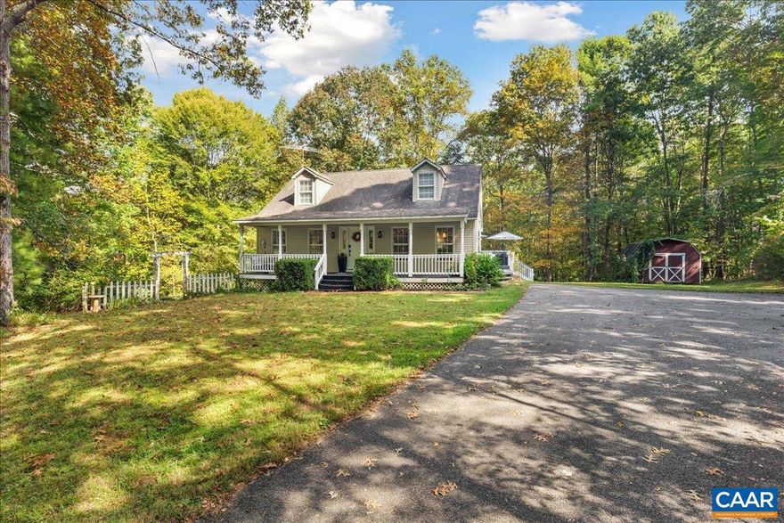 Back on market due to no fault of the sellers. Beautiful home with a modern touch situated on a wooded 12 acre lot with a creek flowing through it. Featuring main level living with a master bedroom, laundry, and a cozy den. This home has a total of 5 potential bedrooms (one of which is currently being used an office & the other as a gym), 3 full bathrooms, a large formal dining room, and additional family space in the den downstairs. Downstairs features newly renovated space w/ built in wine cooler, den, bedroom, full bath, and workout room. From updated lighting, fresh paint, accent walls, and other touches this home feels like something out of a magazine on the inside. Outside is an oasis. Spend mornings drinking coffee on the covered front porch, grill out on large deck or stamped patio, or go for an evening hunt/hike on the wooded lot to the creek. Upgrades: heat pump (2023) minisplits upstairs (2023),septic pumped (2023), New gutters(2023),New appliances. High speed internet - Infinasky and Walmart, Grocery & Doordash delivery available.,Fireplace in Living Room