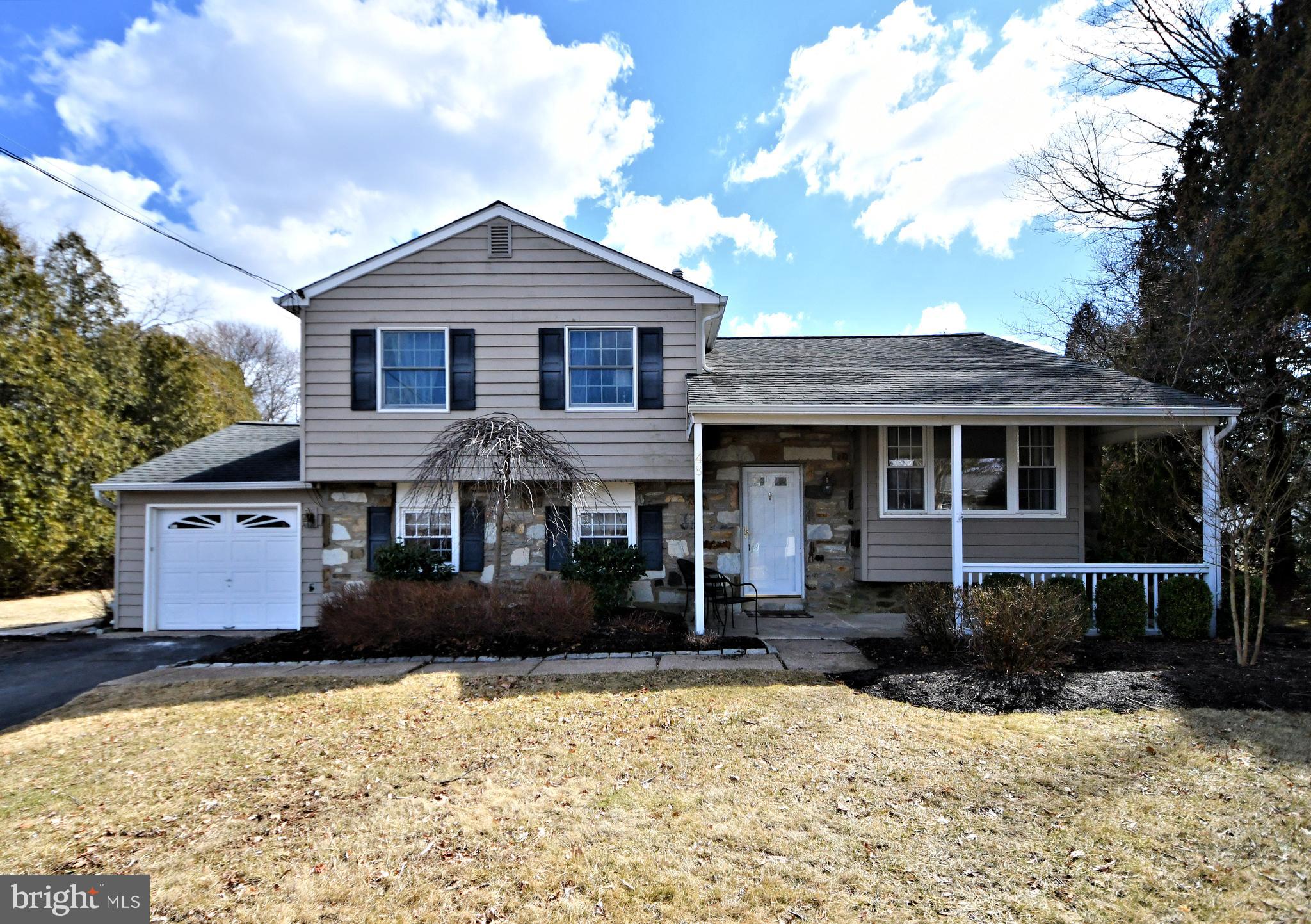 Single-family home just minutes from Peace Valley Park. This four-bedroom two full bath home is tucked away on a quiet, private street located in the popular Rosemore Estates neighborhood with an appealing front-covered porch. Mid-level includes kitchen, dining area and large living room featuring hard wood flooring and several windows allowing plenty of natural light. Sliding glass doors off the dining room lead to a large deck with a view of the private back yard lined with mature trees and fire pit ideal for entertaining on summer nights. Upper-level features three bedrooms, all with hardwood flooring, and a full bathroom. This unique floor plan features a great room, primary bedroom, laundry and full bath on the main level. Easy access to routes 202,152,113,309 and the R5 Septa train Station. This is a superb location in the Blue-Ribbon Central Bucks School District.