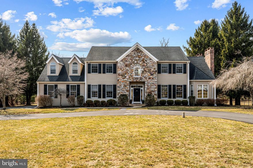 This stunning 4-bedroom, 3.5 bath home, sits on roughly a 2 acre lot in the sought after Central Bucks School district. The home showcases a beautifully updated kitchen, a sun-filled two-story breakfast room, a family room with a fireplace and expansive triple sliding doors leading to the serene views of the private backyard. Additionally impressive is the grand foyer with a butterfly staircase and hardwood floors that flow throughout the first floor. The other spacious living areas include an entertainment-ready pool table room, a cozy den with another fireplace, and a formal dining room. Step outside to enjoy resort-style living, featuring a propane-heated pool and spa, a newer Trex deck, a separate hot tub, and a putting green. Upstairs, the primary suite offers a private balcony off the sitting room, a spacious ensuite bathroom, and a walk-in closet. A second large bedroom boasts its own en suite bathroom, while two additional bedrooms share the third full bathroom. The partially finished basement provides extra living space, perfect for a home gym or game room, while also having a large unfinished space for utilities and your storage needs. This exceptional home with a three car garage is a must-see!