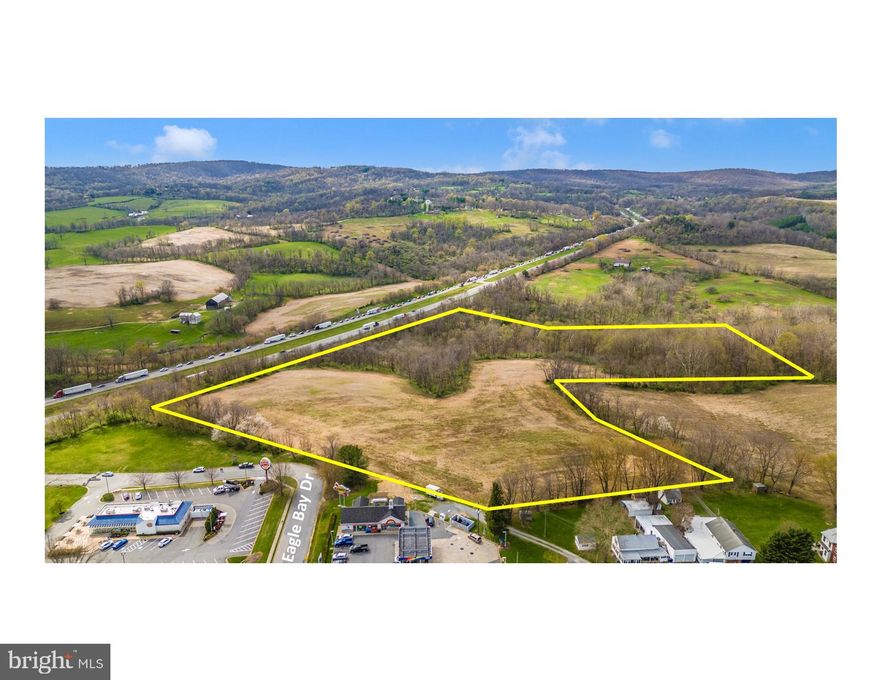 COMMERCIAL DEVELOPMENT OPPORTUNITY    30 acre parcel zoned General Commercial with frontage on Interstate 70.    Access point is 1,000 LF from the terminus of the I-70 westbound ramp .     Approximately 10 acres of cleared land and approximately 20 acres of woods.    Located within the Town of Myersville.   Public water line and public sewer line are both located on the Property. 

Due to estate issues, the list price is based on a reasonably quick settlement date.  While a short study period will be considered, longer term contingencies such as site plan approval are unlikely to be accepted and will only be considered if the purchase price exceeds the listing price by a substantial amount.

Boundary survey recently completed and is provided in documents.  The tax record exists for this property includes a larger parcel  - assessments and taxes posted in BRIGHT are wild guesses.