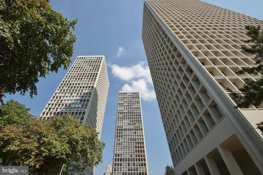 If you are looking for a studio home in Society Hill Towers, the iconic buildings designed by world-renowned architect I. M. Pei, this 25th-floor residence may be just the one. Bathed in sunlight with a sweeping panoramic view, this thoughtfully designed studio proves that great things truly do come in smaller packages. As you enter this perfect pied-à-terre or starter home, your eye is immediately drawn straight ahead to three dramatic floor-to-ceiling windows that frame the skyline and create a bright, open atmosphere. The flexible layout easily accommodates distinct sleeping, living, dining, and work areas, while the warm parquet floors offer a timeless mid-century feel that complements the building’s celebrated architecture. A spacious dressing area leads to the gray and white bathroom, and a deep entry closet provides excellent storage. Residents of Society Hill Towers enjoy 24/7 condominium living with exceptional amenities, including a one-of-a-kind in-ground swimming pool with grilling area, a fitness room, and beautifully landscaped grounds filled with greenery. The location feels like a peaceful escape in the middle of Center City, yet it is just steps from the shops and restaurants of Old City and the beloved weekly farmers market at Head House Square. Perfect starter home, investment or Pied A Terre. Monthly parking is also available at an extra charge along with gym and seasonal swimming pool.    In addition to condo fee monthly internet and cable is $74.07 per mo.