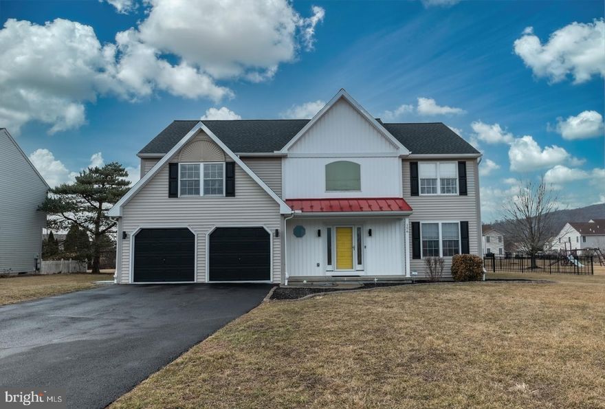 Welcome Spring!   This beautiful Woods Edge colonial pops!   Terrific curb appeal.   The "fresh" front facade features a bright white board and batten treatment, new accent window, with a metal red porch roof, and an eye-catching front door........The back yard offers an upgraded black aluminum picket fence installed in 2021 with a 24 x 16 wood deck and play set ready for fun and the warm weather to come.....The home offers a spacious and open feeling with a rounded staircase to accent the two-story foyer....The great room is spacious with a natural gas fireplace as the focal point, and flows into the breakfast area with the sliders to the deck....but, the kitchen will be the gathering spot!   Granite and lots of cabinetry, with every stainless steel appliance conveying with the property.....A formal dining room with chair rail and tray ceiling will complement any of your events!   The sitting room/living room is spacious and will be a welcome addition.      The upstairs layout is exactly what you are looking for......the primary bedroom is huge....with a sitting area, that could have many uses!   The walk-in closet is great and the primary bathroom is large and inviting......this suite will become your oasis.....The three spare bedrooms are generously sized and offer good closet space....the hall bath is cheerful, bright and updated.   Conveniently, the laundry room is on the second floor, and the washer and dryer will convey with the sale of the property.  The basement is unfinished and a blank canvas for all of your plans....The HVAC has been replaced in 4/23 with a 10-year warranty.   The roof was replaced in 4/23 and carries a transferrable warranty.   The front center facade was replaced in 2022....This home has been lovingly maintained and upgraded and is ready for you!   Professional photos to come over the weekend.