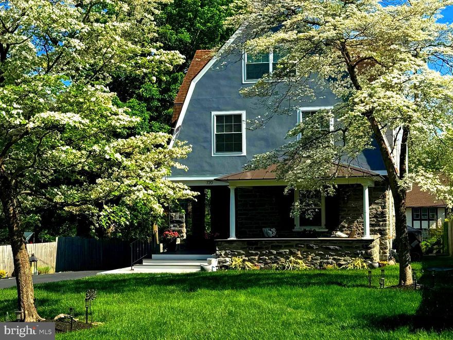 Welcome to a classic stone  Main Line Home that offers both the charm of the past and the benefit of modernization with recent totally renovated improvements . This home has been remodeled from top to bottom in a very desirable section of Merion Station.  This home welcomes you with a covered warp around porch and lead you to a large , spacious and bright open plan first floor.  A dinning area, living area , high -end chef kitchen , 9' ceilings all flow seamlessly  through to a new additional great room/family room with vaulted ceilings, lots of windows and french doors leading to a wonderful oversized deck makes this your perfect home for family gatherings and entertaining . The Chef kitchen features upgraded quartzite counter tops , Stainless steel Kitchen Aid appliances , including under the counter microwave, range hood,
wine fridge , and counter depth fridge all combined with maple cabinets, large center island and eating island peninsula area . This main floor has a mudroom of  the rear stair entrance , as well as a first floor tiled powder room.  Walk up the dramatic open staircase with oversized windows to the second floor which  consist of a huge primary  bedroom with a recently professionally designed walk in closet an dressing area , an amazing main bathroom with soaking tub , frameless glass shower . The second floor also has a great size bedroom with tons of natural light , another full size bathroom and a bonus room  that could be a large laundry room, extra bedroom or a nursery.  The 3rd floor has another 3 bedrooms and another full size bathroom .  This  Home features Canadian Maple hardwood floors , recessed lighting , oversized energy efficient windows and ceiling fans . From the first floor you can walk down to a large fully finished basement/lower level , fully carpeted , powder room and extra storage.  Another wonderful feature of this home is a separate second basement / home office that is only accessible from the side of the house .  There is also  a new backyard patio and gazebo area to complement the large backyard .  This home is supported with high efficiency 2 zones HVAC , updated plumbing , electrical including a whole house back up generator, on demand tankless hot water.   Enjoy a convenient walk to shops, restaurants, house of worship, effortless commutes via Merion train station , in the award winning Lower Merion School District  makes it the perfect place to call your new home.