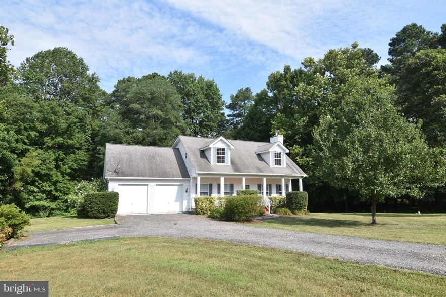 Lovely cape cod on large flat private 2.8 acre lot. Home has been freshly painted inside and out. Large kitchen with slider that leads to deck and backs to trees. Gas fireplace in family room and hardwood laminate in FR, LR and DR. 3 bedrooms upstairs with master bath with soaking tub and vaulted ceilings. Basement has partial bathroom with shower and toilet just needs to be finished.