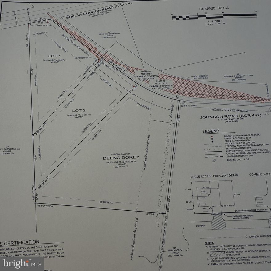 Lot has been re-surveyed and is now 2.59 acres.  Build your dream home on this beautiful lot.  This would be a great location for a barndominium and a pole barn. Clear, flat lot. Lots are approximately 15 minutes from Millsboro. Property markers have been placed.  Site evaluation on file.