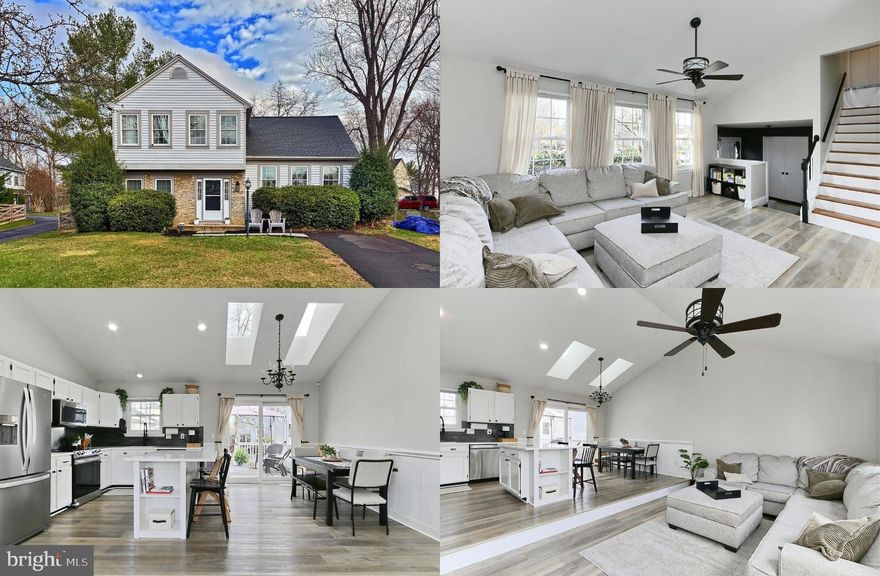 Welcome to this beautiful 4-bedroom, 2.5-bath updated "Hamilton" model nestled in the highly desirable and amenity filled Countryside community! This spacious home offers a functional layout designed for entertaining, relaxation, and convenience with a main-level bedroom and half bath, plus three additional bedrooms and two full baths upstairs. Infused with countless designer touches and upgrades including chic lighting and contemporary ceiling fans, warm new luxury vinyl plank flooring, an upgraded kitchen and primary bath, and new shades, new skylight, new HVAC system (2022), new sump pump (2024) and newer windows and sliding glass doors plus a new roof (2024) make this home move-in ready! ***** The inviting foyer features a convenient bench and hooks and leads up into a bright and airy living room room boasting a soaring cathedral ceiling, gorgeous wide plank flooring, a contemporary lighted ceiling fan, and a wall of windows. The beautifully upgraded kitchen is sure to please the modern chef with gleaming quartz countertops, an abundance of white cabinetry, custom tile backsplashes, a new sink, faucet, and disposal, and stainless steel appliances. A center island provides bar seating, and the dining area accented by skylights, wainscoting, and a newer sliding door opens to the spacious deck with steps to the fenced yard dotted by majestic trees—perfect for entertaining! ****** The family room with a cozy woodburning fireplace flanked on either side by built-in bookcases delivers plenty of space for media, games and relaxation is sure to be a popular destination. Here, a French style door open to the patio and fenced backyard with a spacious shed—perfect for storage or potential expansion into a home office. Back inside, a versatile bedroom, chic powder room, and convenient laundry area with front loading machines round out the main level. ****** Upstairs, the primary suite boasts a contemporary lighted ceiling fan, two double closets, and a renovated bath with white vanity, sleek lighting and fixtures, new toilet, LVP flooring, and a walk-in shower with shimmering tile surround. Two additional bedrooms, each with newer lighted ceiling fans, share access to the well-appointed hall bath. ****** Residents of Countryside have access to three pools, tennis and basketball courts, playgrounds, and scenic trails with a fitness circuit, and more. Conveniently located near Route 7, Route 28, and Dulles Town Center, this home offers easy access to major commuter routes, shopping, dining, and entertainment. VA assumable loan with M&T $570K @ 4.99%! It’s the perfect home in a spectacular location!