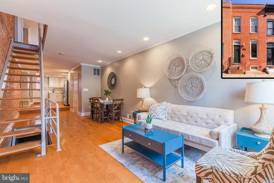 Beautifully done and recently renovated CANTON town home with GARAGE PARKING!.  3 Finished Levels including an updated kitchen w Quartz counters, backsplash and stainless steel appliances.  Floating stairs, hardwood floors, exposed brick , crown molding, open floor plan and more. 2 tiered deck with roof deck and a private back patio great for entertaining! Too manty details to list. WELCOME HOME!!