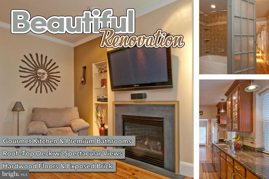 Unique detail & original character! Enormous 3 level / 3BR / 2.5BA Architecturally inspired w/ countless updates. Gourmet Kitch w/ granite, SS appliances & lit cabinets, exposed brick, FP, original HW & built-ins thru-out. Spa-like baths, parkviews from front, waterviews from 3rd flr deck. Master w/ vaulted ceiling & dining area leads to sun filled deck & private brick courtyard. Tons of storage!