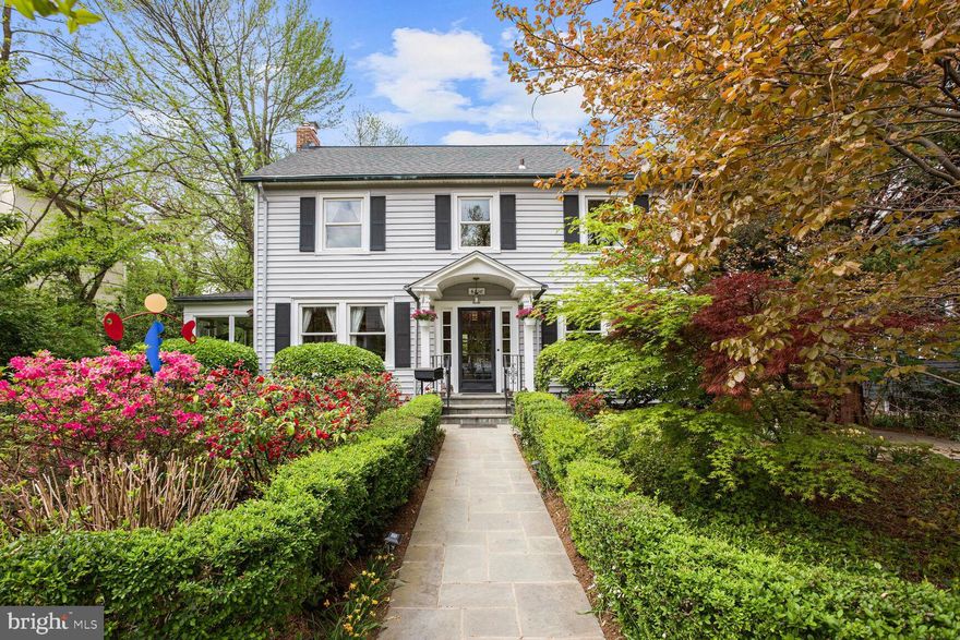 Chevy Chase Charmer! Welcome to this classic center-hall colonial nestled in the heart of sought-after Section 3 Chevy Chase, Maryland. Sited on nearly a quarter acre, this 4000+ square foot home boasts all the original charm and character of a classic Chevy Chase home, while offering the lot size and large, sunny spaces to add your personal touches. This is the one you’ve been waiting for! A bright formal foyer welcomes you, and large living and dining rooms flank the center staircase. The living room features a wood-burning fireplace, floor-to-ceiling built-ins, and a spacious sunroom, drenched in sunlight from 3 directions. The sunroom makes a delightful main level home office. The half bath is conveniently tucked away. The large kitchen is nearly 13’ x 11’ and opens to a spectacular glass-enclosed family room overlooking the wonderfully private backyard. The lovely family room boasts
cork floors, skylights, heating and cooling, and a doorway leading directly into the dreamy west-facing backyard. Planted to perfection, the verdant landscaping features flowering bushes, mature trees, daffodils, tulips, hyacinth, hydrangea, cherry trees and more. There are four generous-sized bedrooms and two full baths on the second floor. The walk-up attic in the 2nd bedroom spans the entire width of the home and offers the opportunity to create a playroom that will be the envy of the neighborhood. The unfinished basement is a blank slate awaiting your thoughtful renovation. In addition to all these incredible highlights, a new roof was installed in 2020 and the boiler and chimney lining were replaced in 2022. Don’t miss this extraordinary opportunity to live in this special neighborhood. Steps to the organic
farmer’s market, the Shops at Brookville, the popular restaurant La Ferme, the Section 3 dog park,
playground, and the highly-regarded CCUMC Preschool, which serves as a feeder to the stellar
Chevy Chase public school cluster. Section 3 is known for its strong community and assortment of
fun neighborhood activities, including: holiday parties, wine tastings, food truck nights, family
festivals, and movie nights. Walkability, quiet setting, and eligibility for membership in the popular
Chevy Chase Recreation Association Swim & Tennis Club (CCRA), make this home a smart choice for
today’s homebuyer.