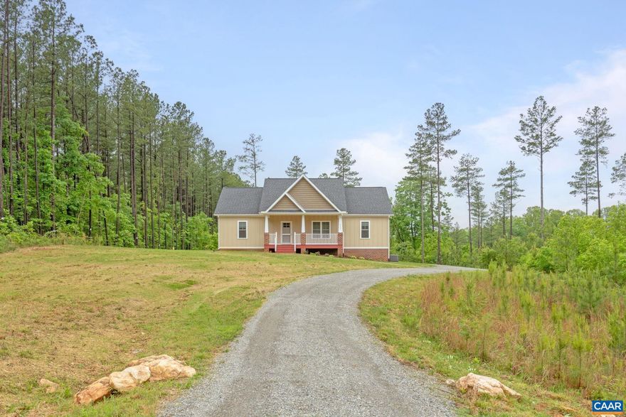 *PRICE IMPROVEMENT!!* Welcome Home to 6169 Community House Rd., in Goochland County, situated 30min to Short Pump & 25min to Zion Crossroads, just 10min to Interstate 64 Shannon Hill exit, this meticulously maintained home, built in 2020, looks & feels like new construction, including 1600sf ONE LEVEL Living, 3BDRM/2 Full BA, attached 2-car Garage with mini-split system, all on 5.06 Acres. Upon entering from the covered front porch, you'll find an inviting Open Floor plan with the Primary Suite thoughtfully situated on one side and the Guest Bedrooms on the opposite side - ideal for privacy & comfort. Primary Suite offers Large walk-in closet & Ensuite Bath featuring granite double vanity with walk-in shower. Kitchen offers Granite countertops, SS Appliances, Raised breakfast bar, Craftsman cabinets, & Pantry. Laundry Rm off Kitchen features built in cabinets for extra storage & offers entry to the Garage. From Dining Rm, step out on the back deck opening to the backyard where the fire pit awaits you for peaceful evenings under the stars. Fresh Paint, NEW Hot Water Heater, & NEW Whole House Water Filtration System. NO HOA! Shown by Appt. Only. Call Agent to Schedule your Showing Today! You don't want to miss this opportunity!,Granite Counter,White Cabinets,Wood Cabinets