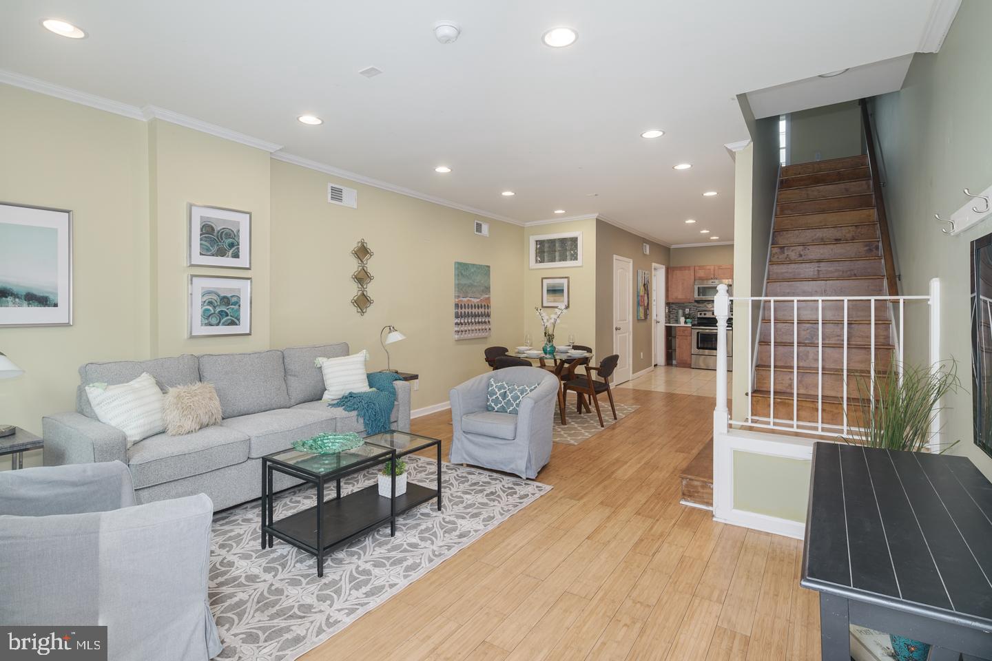 Thoughtfully renovated 5 bedroom, 3.5 bathroom with private outdoor space located just steps from Passyunk Square! Inside the entry, natural hardwood floors and a large picture window in the living room carry light all the way through to the dining area and kitchen. The open kitchen is well appointed with stainless steel appliances, shaker cabinets, tile backsplash, and stone countertops. The kitchen opens to backyard that is perfect for BBQing or dinner al fresco. This level also has a convenient powder room. The second floor features three spacious bedrooms, a large tiled hall bath, and laundry. The master suite fills the entire 3rd floor and includes a 5-piece marble bath and a huge skylit walk-in closet. The finished basement gets tons of natural light making for a perfect 5th bedroom, work-from-home office, or fitness room! This 2100sqft home also features a high-efficiency HVAC system, recessed LED lights, spray foam insulation, a new large tankless hot water heater (2018), and roof just recoated (2020) with 3-year warranty! The city is in the process of approving the permit for a solar panel elevated canopy, to make the house completely energy self-sufficient. Out front, the newly planted tree (2017) is a nice metaphor for all the improvements in Newbold and surrounding area, where the number of great restaurants, coffee shops, and bars grows by the day. **For a virtual tour visit this website: bit.ly/1331s16th3D**