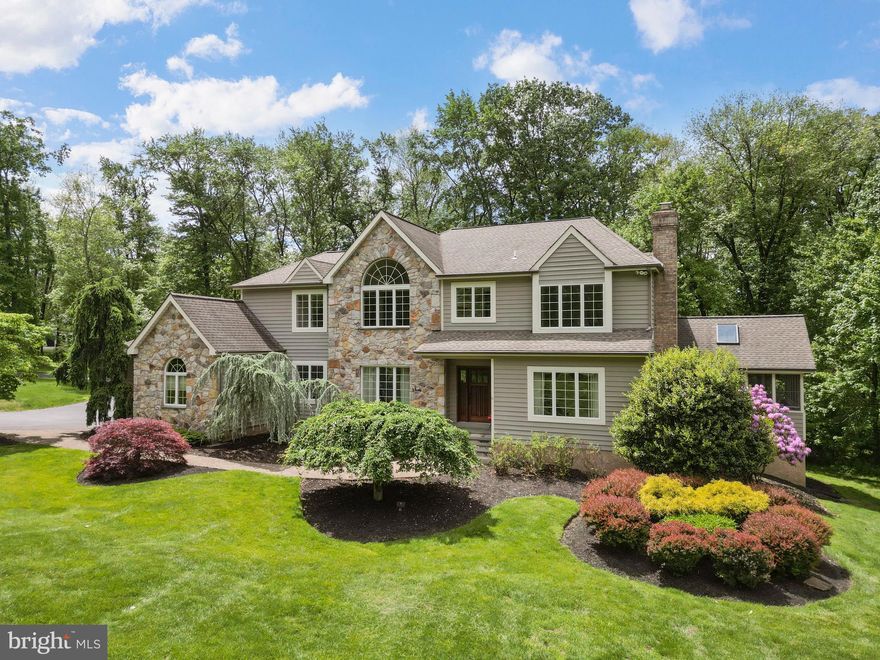 Welcome home to this immaculate custom built model home of the community of Kingswoods! A rare find, this meticulously maintained home in New Hope Borough, within walking distance to town center, has been completely updated. The open expansive floorplan features a curved staircase with magnificent chandelier and medallion. The formal living room with marble fireplace and dining room with wainscoting, a sunken family room with Palladian windows, stone fireplace and detailed woodworking in the flooring. Tucked away is a main floor office. The bright and sunny three season room with cathedral ceiling will be your favorite place for morning coffee or a night time read. The fabulous chef's kitchen with ample cherry cabinets, granite countertops, new stainless steel appliances and built in wine refrigerator and beverage bar also features a huge island and an expanded breakfast room with a wall of windows. Upstairs the master bedroom boasts a cathedral ceiling, sitting area, dressing area with two walk-in closets and access to extra storage and linen closet. A grand master bath with jetted soaking tub and separate walk-in shower and double vanity. Three additional spacious bedrooms are serviced by a Jack-n-Jill bathroom. Two tier rear deck, dual zone heat and air conditioning, three car garage with openers and a garage bump out for additional storage space, and a circular driveway with extra parking near the basketball net, all on over one acre in the top-rated New Hope Solebury School District. Easy commute to New York, Princeton, Philadelphia, and the pharmaceutical corridor. Super Low Taxes!!! Truly a very special home!