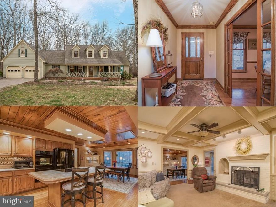 Unique Cape Cod in Bloomsbury on 2+ Acres. Beautiful details & warm colors throughout dining rm w/french pocket doors, family rm w/coffered ceiling and fireplace, gourmet kitchen w/island and breakfast rm, & sunny Florida room. 1st floor master suite w/Jacuzzi, shower, SAUNA, & heated floors. 2nd level bonus rm over garage. Huge 2-tier deck for entertaining looking over patio, fish pond, & woods.