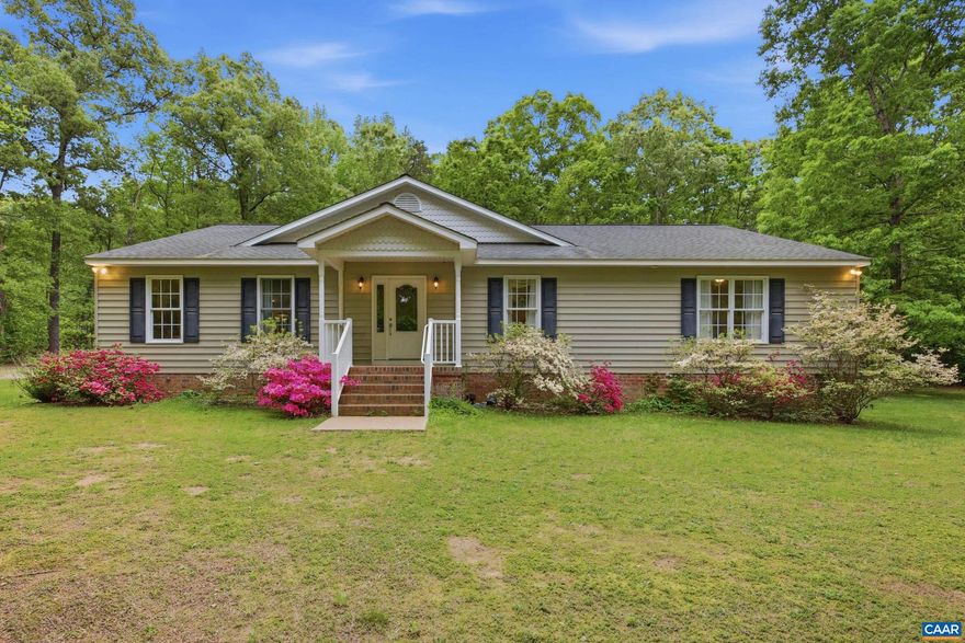 Custom-built and set on 10+ private acres just minutes from Lake Anna, this one-level home offers the space, privacy, and lifestyle you?ve been searching for. Inside, you?ll find beautiful wood floors, raised ceilings, and a bright open kitchen perfect for gathering and everyday living. A separate dining room and dedicated home office provide flexibility for both entertaining and working from home. The oversized primary suite is a true retreat, featuring a huge bedroom and walk-in closets with plenty of storage. Step outside and enjoy peaceful surroundings filled with wildlife and room to roam?ideal for those craving privacy, hunting, or creating your own mini-farm. With division potential, this property offers incredible flexibility for future investment, family use, or expansion. Complete with an oversized 2-car garage and thoughtfully designed layout, this is the perfect blend of comfort, land, and opportunity?just a short drive to Lake Anna.