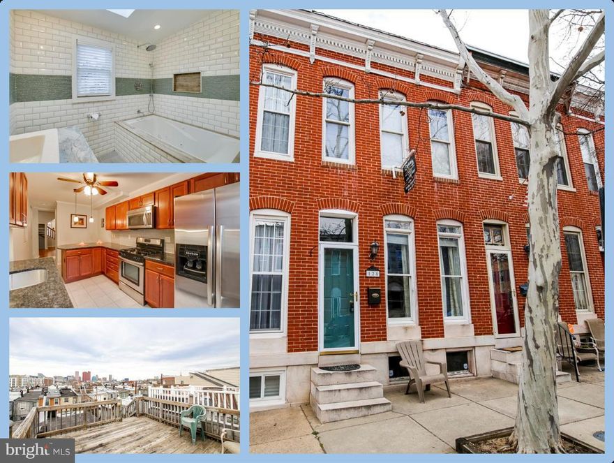 Beautiful recently updated row-home on quiet, wide street walking distance to the stadiums in Federal Hill. Custom kitchen and bathrooms, refinished original hardwood floors, roof deck with incredible city views. Master suite with grand bath and heated floors. Option to add a parking pad. Less than 1 mile from Horseshoe Casino and the Inner Harbor. Convenient access to I-95 and 295. Newer furnace!