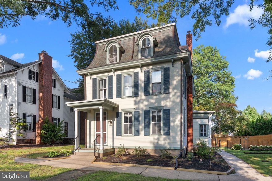 Welcome to 23 Chancellor Street, in the heart of historic and charming Newtown Borough.  The living room has floor to ceiling bookcases.  Go  through french doors to a spacious formal dining room both with 9' ceilings. The sitting room with a brick fireplace is located off of the eat in kitchen which overlooks the large rear yard. There is a two car detached garage. There is plenty of yard space  for entertaining. The home sits on  and incredible 75X200 lot.  Enjoy the shops, restaurants and all the charm of Newtown Borough. Easy commute to Philly, NYC, Princeton. Council Rock School District.