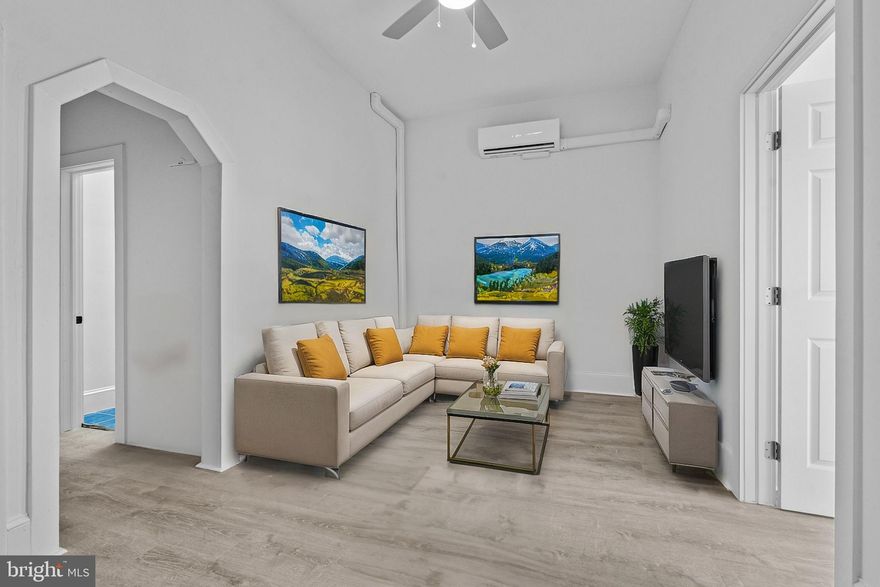 Experience the perfect blend of historic charm and modern luxury in this stunningly renovated 1-bedroom, 1-bathroom apartment! Situated within a beautifully preserved historic building in the vibrant Franklin Square neighborhood, this unit offers a unique and sophisticated living experience.Step inside and be captivated by soaring 12-Foot Cathedral Ceilings, Creating an open and airy atmosphere throughout the apartment. Elegant Hardwood Floors,  Flowing seamlessly through the living spaces, adding warmth and character. Gourmet Kitchen: Featuring sleek gray stone counter-tops, stylish two-tone cabinetry, and classic subway tile backslash.  Breathtaking View of Franklin Square Park Enjoy picturesque views right from your from your bedroom and kitchen window, providing a tranquil escape in the heart of the city. Modern Bathroom with Newly designed with contemporary fixtures and finishes. This prime location offers and unbeatable commute.  Just 10 minutes to the bustling Downtown Baltimore, the excitement of Camden Yards, the vibrant atmosphere of Hollins Market/Washington Village, and easy access to I-95. Historic Charm of Franklin Square to Immerse yourself in the rich history and beautiful architecture of this desirable neighborhood. Easy Access to Amenities to enjoy nearby restaurants, cafes, shops, and cultural attractions.