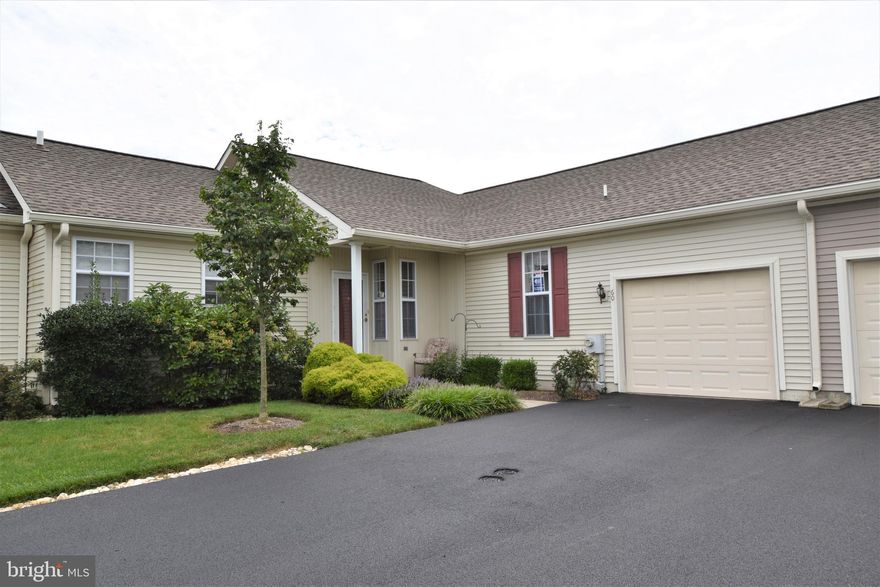 Are you ready to downsize?  If you are tired of yard work and shoveling snow, then you might want to consider the wonderful 55+ community of Fox Hill Farm.  This lovely, well-maintained Susquehanna model carriage home has a bright open floor plan and offers a spacious living room and dining room with plenty of natural light.  The kitchen has 42? cabinets, electric range, dishwasher, refrigerator, which is included and large pantry closet.  The breakfast area has sliding doors leading to a lovely deck and enclosed porch.  The family room is conveniently located adjacent to the kitchen.  The master bedroom has a huge walk in closet, which was remodeled by the seller.  The tiled master bath has two vanities, garden tub and stall shower with grab bar.  There is also a second bedroom and another full bathroom.  The laundry room has cabinets and has an entrance to the garage.  The washer and dryer are included.  There are three ceiling fans: one in the family room and one in each bedroom.  New roof and gutters were installed in 2017, all screens were recently replaced, and a new driveway installed in 2020.  There is more than enough room for storage in the huge basement with one room sectioned.  There are also two cedar closets and metal shelving in the basement, which are included.  Please note that the seller is offering an allowance for the floor in the foyer.  Fox Hill Farm HOA is responsible for most of the exterior home maintenance, along with lawn care and landscaping, trash and snow removal.  The resort-style clubhouse, with indoor and outdoor pools, has a library, fitness center, game room, banquet room, tennis & bocce courts, walking trails and much more.  Fox Hill Farm has a very social HOA and there are more activities than you can imagine.  This is the perfect home and community to start your life! ** Please wear mask when touring this property **