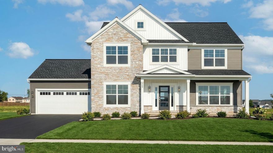 This brand new 2-story plan includes a wide front porch, 9’ ceilings on the first floor and a 2-car garage. Upon entering the home, there is a versatile, carpeted flex space to the left and a spacious family room warmed by a gas fireplace that flows seamlessly into the kitchen. Stylish vinyl plank flooring adorns the main living areas. The kitchen is well-appointed with enhanced cabinetry and appliances, quartz countertops with a tile backsplash, and a large center island. To the right of the kitchen is a formal dining room and to the left is a mudroom with built-in lockers, perfect for storage. Access the patio from the kitchen and enjoy some outdoor relaxation or entertain guests. On the 2nd floor, the owner’s suite features an expansive closet and a private bathroom with a tile shower and double bowl vanity. Adjacent to the suite are 3 additional bedrooms, a full bathroom, and a convenient laundry room.