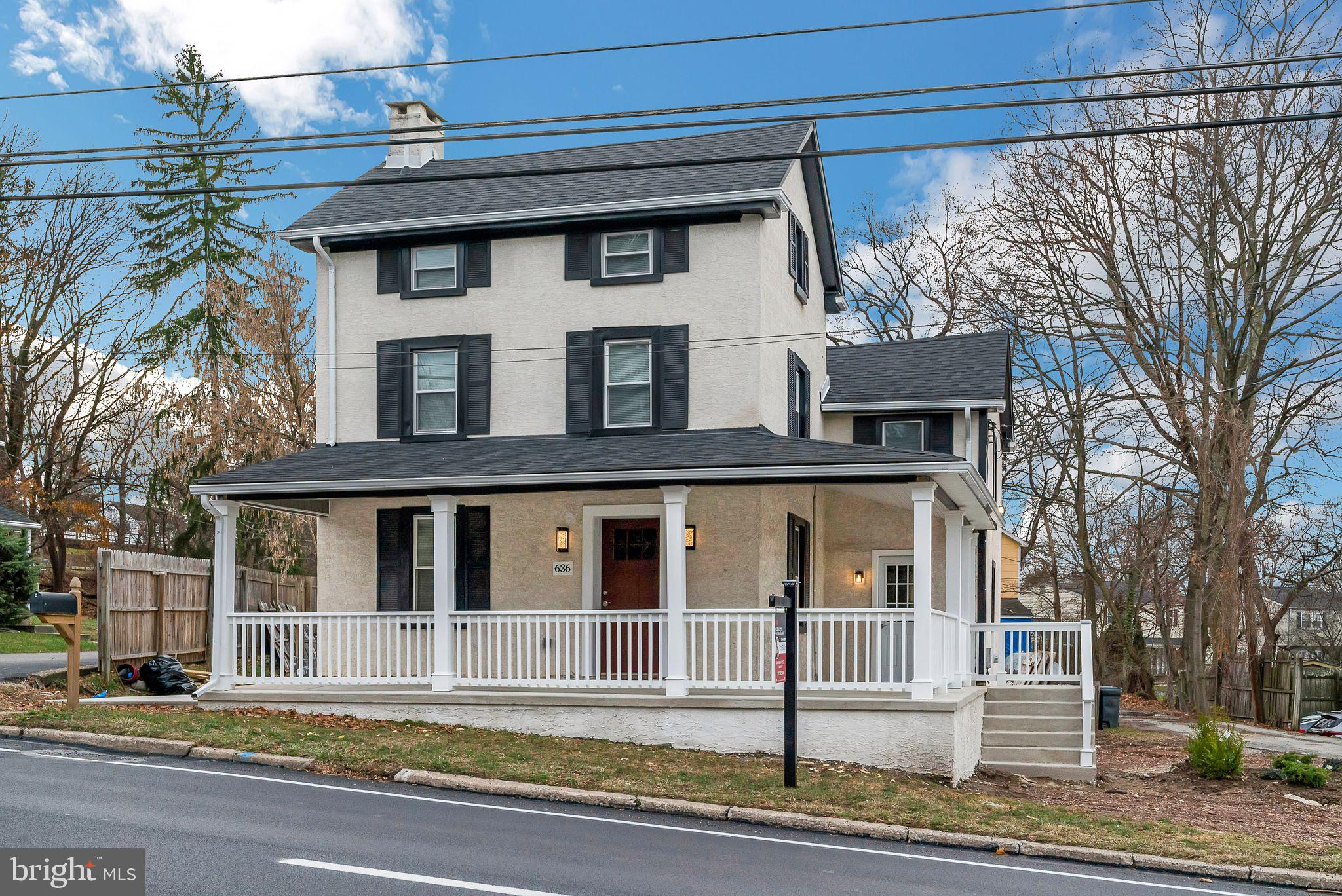 Welcome to 636 Ridge Pike, a stunningly renovated 3-bedroom, 3-bathroom home in the heart of Lafayette Hill. Blending classic farmhouse charm with modern elegance, this home offers a spacious, light-filled interior with all-new flooring throughout. The beautifully updated kitchen features sleek stainless steel appliances and gorgeous countertops, while each bathroom has been stylishly redesigned with contemporary finishes. Enjoy the convenience of an upper-floor laundry room and brand-new porches that enhance the home’s curb appeal. Just minutes from Conshohocken and with easy access to the city, this location is perfect for commuters and those seeking both comfort and convenience.