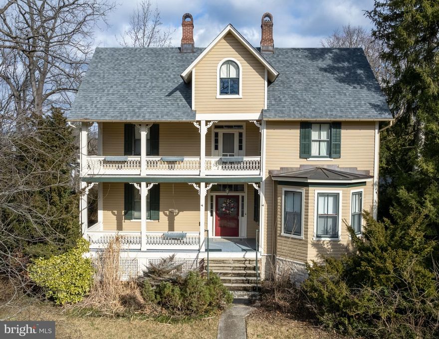 Classic charmer in Historic Lutherville!  Offered by the National Trust for Historic Preservation, this is a rare chance to purchase the Landon House Annex.  Designed by famed architects Andrew Jackson Downing and Calvert Vaux and built ca. 1880, this property was originally an annex to Landon House (located across the street) to accommodate additional guests for overnight stays and dining.  It is on a double lot (0.475 acres plus 0.35 acres), and in addition to the main house there is a later detached garage, a chicken coop, and a charming gazebo in the beautiful yard and gardens.  There are two lovely porches on the front of the home with ornate woodwork.  The first floor features a gracious front hall, light-filled living room, den or office, oversized dining room, an eat-in kitchen, and a full bath.  There are four bedrooms and a full bath on the second level, and two large rooms on the third level.  The basement is clean and unfinished.  The roof was replaced in 2017 and there is a newer heating system.  This home will transfer with a preservation easement which will be held by the National Trust.  The easement protects the exterior and grounds of the property so any changes to these areas must be made with the prior approval of the National Trust.  The National Trust is seeking the perfect steward for this historic, well-preserved and important property and will be interviewing potential buyers.  If you have always dreamed of owning a historic property, this is your opportunity to realize that dream!  Tax info displayed is just for one of the lots.