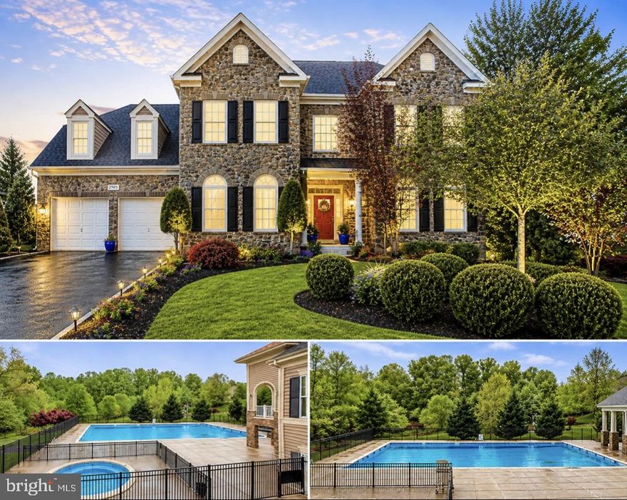 Welcome to Balmoral—where timeless elegance meets everyday luxury in one of the region’s most sought-after, amenity-rich communities. Ideally located with easy access to Washington, D.C., Baltimore, Ft. Meade, and Annapolis, Balmoral offers tree-lined streets, a resort-style pool and spa, clubhouse, and playground just moments from your door.

From the moment you arrive, the home impresses with a striking stone façade, elegant dormers, and professionally curated landscaping with ambient lighting—creating a setting reminiscent of the South of France and unmatched curb appeal.

Inside, a dramatic two-story foyer welcomes you with natural light and gleaming hardwood floors throughout the main level. The layout is both refined and functional, featuring a private home office, formal living and dining rooms, and an inviting family room designed for everyday comfort.

The gourmet kitchen is the heart of the home, showcasing a coordinated stainless appliance suite, generous center island, and abundant cabinetry—perfect for entertaining and daily living. Just beyond, a covered outdoor living space overlooks professionally designed gardens, with a spiral staircase connecting to the paver patio below.

Upstairs, the primary suite offers a true retreat with tray ceilings, a sitting room, and a private covered outdoor space. The renovated en-suite bath features dual vanities, a soaking tub, and walk-in shower. Additional bedrooms are generously sized, with the convenience of upper-level laundry.

The fully finished lower level is designed for entertaining, complete with a custom dual-bar setup, full bath, bedroom, and integrated media experience with 4K projection and immersive sound. Walk-out access leads to the patio, pergola, and beautifully landscaped grounds.

This property stands apart with over $235,000 in documented upgrades (2014–2025), including dual-zone high-efficiency HVAC systems with air purification, humidification, and updated ductwork. Additional improvements include a whole-house water treatment system, hot water recirculation, new gas water heater, sump pump with battery backup, and smart ventilation.

The kitchen and primary suite have been fully upgraded, and a permitted basement renovation adds over 1,000 square feet of finished living space.

Outdoors, nearly $80,000 has been invested in a professionally engineered hardscape and landscape design, including a paver patio, retaining walls, irrigation redesign, custom gates, stonework, and integrated lighting.

Additional features include smart home technology, security system, and thoughtful whole-home enhancements that provide comfort, efficiency, and peace of mind.

This is more than a home—it’s a lifestyle. A rare opportunity to own a meticulously upgraded, turnkey property in one of Balmoral’s most desirable settings.
