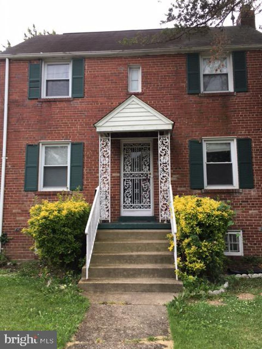 This Brick home is waiting for someone to make it shine again.   Three bedroom and one bath with plumbing in place for additional bathroom in basement, if desired. Nice sized backyard. 2 car parking spaces. Minutes from DC.  Walking Distance to West Hyattsville Metro.  Close to shopping and major highways.  Needs renovation.