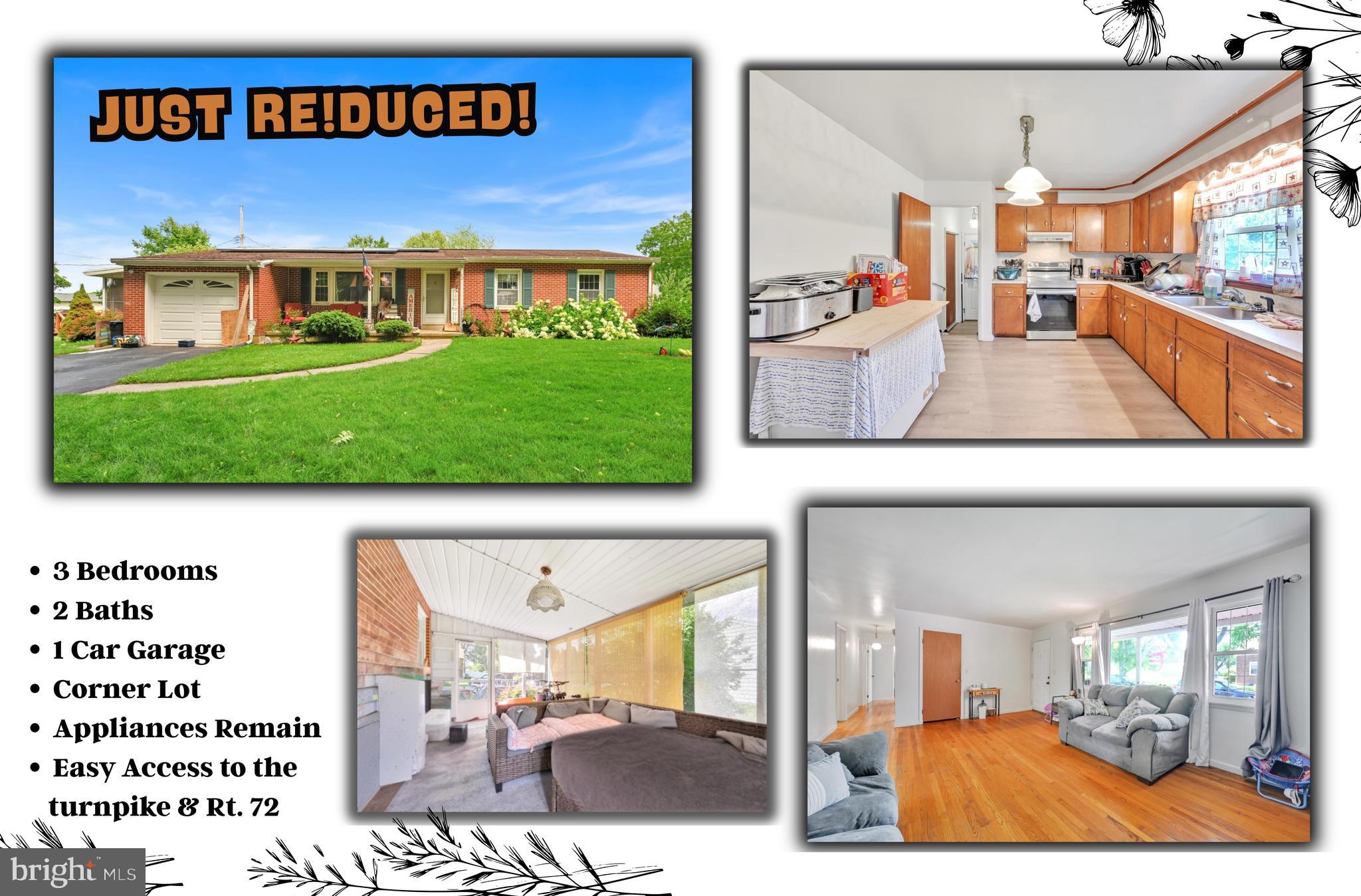 🚩New Price on this Charming Brick Rancher in West Cornwall Twp. 🚩
Nestled in a quaint neighborhood and directly across from a playground, this solid 3-bedroom brick rancher offers the perfect blend of charm, comfort, and convenience. Located in the highly regarded Cornwall-Lebanon School District, this home sits on a level .29-acre corner lot with mature surroundings and easy access to Routes 322, 72, and the PA Turnpike—making commutes to Lancaster and Hershey Medical Center a breeze.
Step inside to find original hardwood floors flowing throughout the home, a spacious 20’ x 13’ living room filled with natural light, and a formal dining area that opens into a functional eat-in kitchen—complete with a refrigerator and stove. The primary bedroom features a private 3/4 bath, while all bedrooms are hall-entered for optimal layout and privacy.
Enjoy your morning coffee or unwind on the inviting 17’ x 10’ covered side porch—ideal for relaxing afternoons or casual entertaining. The attached 1-car garage includes an automatic opener for added convenience.
Downstairs, the full lower level offers endless possibilities—create a rec room, gym, or hobby space. The washer and dryer are included, and the laundry area is already in place.
⚡As an added bonus, the home is equipped with solar panels to help reduce your monthly utility bills. Schedule your showing today, before this beauty get sold at this new ⬇️price!