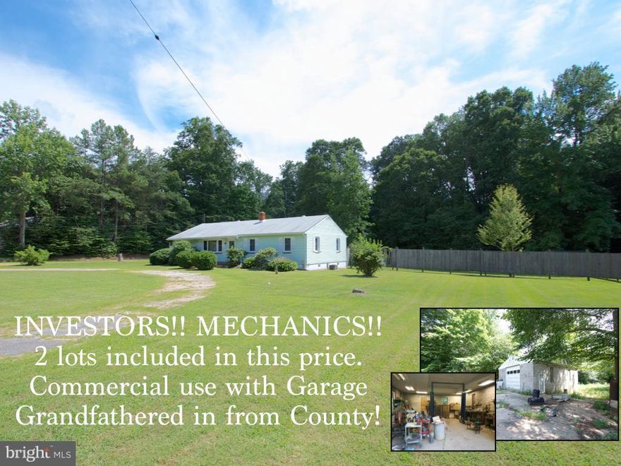 INVESTORS WANTED!  MECHANICS WANTED!  Home includes additional .91 acre lot in back used as a mechanic shop!  Owner has gone to county to keep commercial use for this property!  Other lot included is 42223 Saint Johns Rd. Parcel 210.  RARE opportunity in St. Mary's County!  Priced $35k below appraised value! 1020 sq ft. Garage includes air compressor, indoor and outdoor lift, tools may convey!!!!