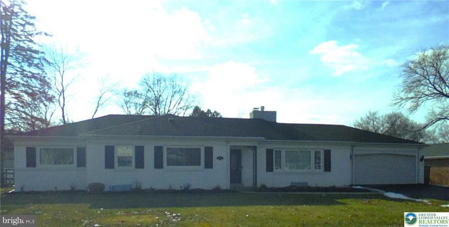 Timeless tradition with a modern flair are found in this stylish Parkland ranch. A flowing floorplan & abundance of windows offers radiant beams of sunlight throughout, enhancing the homes beauty. Cozy living room w/ recessed lights & propane fireplace, provides warmth & comfort on cold Winter evenings. Formal dining room w/ built in china display & wall mounted drop leaf table underneath picture window. New farmhouse kitchen combines rustic charm & contemporary sophistication w/ stainless appliances, granite counters, pantry & coffee station/wine bar with butcher block counter. Master bedroom w/ en suite bath combines privacy w/ luxury offering shower, double sinks & his/her double door closets. Two spare bedrooms with new carpet and enormous closet space balances comfortable sleeping areas w/ a generous amount of storage. Creatively designed hall bath accented w/ luxury tile, privacy pony wall around commode & new vanity. Fourth bedroom's primary strength is it's flexibility to adapt to your changing needs and can also serve as a rec. room w/ it's sliding glass door exit to patio. A partially finished lower level is the heart of the homes social life and features a living room, wet bar, dining area, refrigerator & powder room. You outdoor oasis awaits in your enclosed backyard w/ patio, grill gazebo, 8 ft. round stock tank pool w/ deck and storage shed. Within view of Allentown municipal golf course, walking distance to Westwood Heights swim club and 5 minutes to Rt. 22.