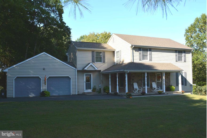 Beautiful 4 bed/2.5 bath colonial with 2 car garage on 5.7 acres of gorgeous views/privacy.  2600+ sq. ft of living. Kitchen features granite, cabinet lighting & tons of storage. Living room has skylights,pellet stove & sun room. Bathrooms have radiant floor heat with jetted tub. 2 Storage/workshop rooms. Large 28 x 12 shed. Office in one part of garage but can be removed!  NO HOA! Many upgrades!