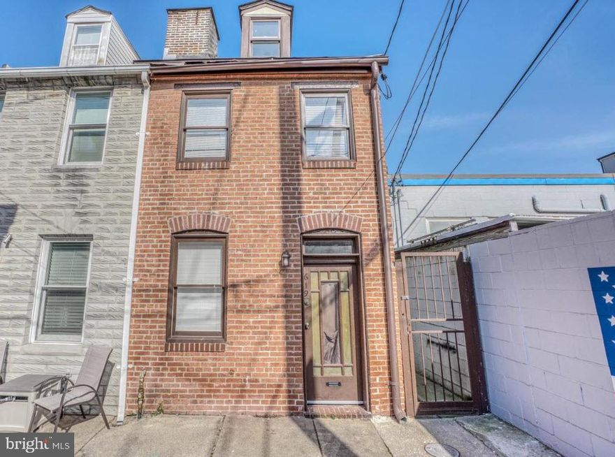 Historic Federal Style Home circa 1835! This home offers a great living area and kitchen with shaker-style cabinets, stainless appliances, and granite countertops on the main level. Upstairs are 2 decent-sized bedrooms and a full bath.  Tucked away on a rare city cul de sac, with all the conveniences of Fell's Point living without any of the through traffic. The flow of the house is great throughout all the way up to the lofty 3rd floor bedroom with a private deck. Enjoy a morning coffee with your cityscape views. The house has a private side patio area nestled next to it, as well. This is a must-see for the Historic Home and the amazing location! Tenant pays all utility use.