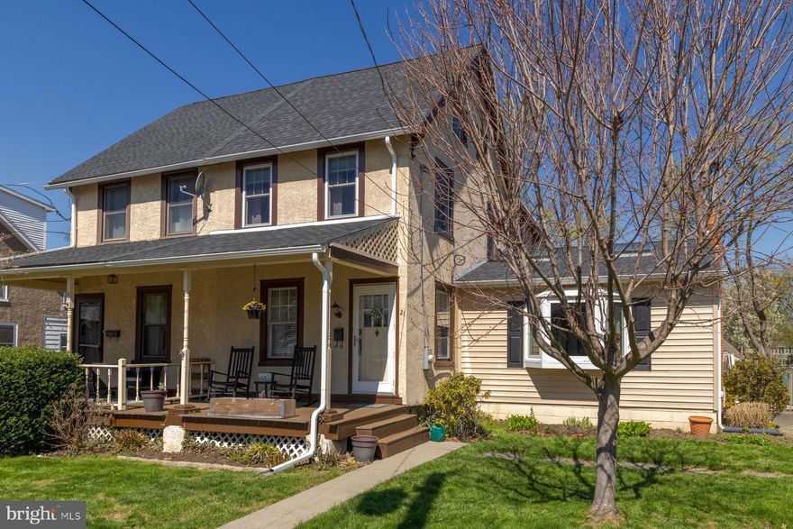 Welcome to 21 Weiss Avenue, an expanded twin home in the heart of Flourtown and Springfield Township. You'll be greeted by a sweet front porch and enter into a bonus room that is the perfect place to unpack from the day. The first floor flows nicely and includes tons of great living space. There is a large family room with an abundance of natural light, a proper dining room, powder room, eat in kitchen, and a rear addition that can serve as a playroom or office. On the second floor, there are three bedrooms and a renovated full bathroom. One of the bedrooms has access to the third floor, which is more bonus space that would make a great office or hang out space! Off street parking, storage space under the addition, and a big fenced in yard complete the outdoor space. New roof 2022, addition 2023, all new windows. Very well maintained, on a friendly street, with great walkability to the shops and restaurants in Flourtown, you can move right in and enjoy!
