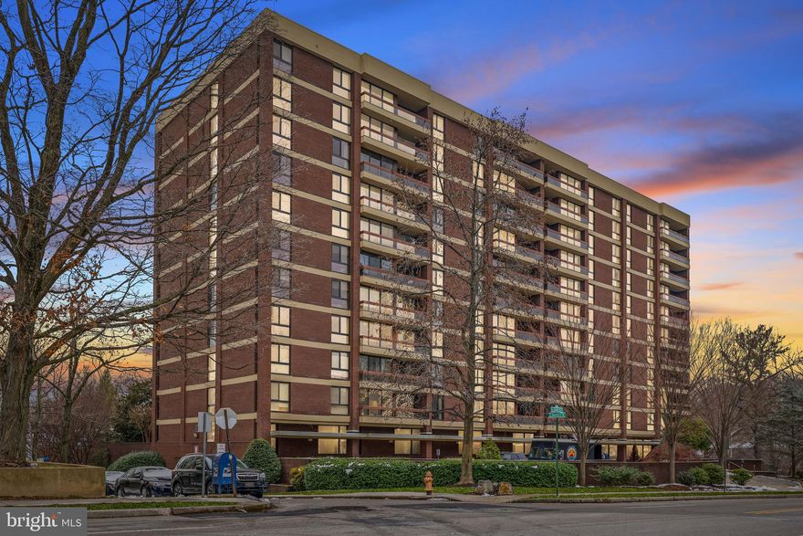 Rarely available - Largest floor plan in ever popular Winthrop House - corner unit boasting 1881 square feet. Majestic panoramic view from this eighth floor unit. Expansive living room, dining room combination. Handsome custom built ins for curated displays and collections. Parquet floors - 2 balconies for el fresco dining, Sunday New York Times, Crossword puzzles, or morning meditation. All sliders and windows have been replaced. Intimate, Dramatic, Inviting Den - Red lacquered built ins for bibliophiles. Kitchen with pantry, granite countertops, stack washer dryer. Newer appliances. Upgraded bathrooms. Walk in closet in primary bedroom solid 6 panel wood doors. Additional storage closet directly outside of unit door and Additional storage cubby on floor. Two deeded parking spaces, side by side with storage closet. Building amenities include guest suites, petite gym, sauna, recreation party room, outside pool. Friendly, helpful efficient long term staff. Downsizing or upsizing; either one this is an exceptional unit. Convenient to eateries, Baltimore Museum of Art, universities and more! Enjoy!
