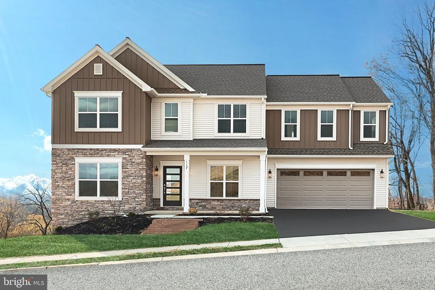 This beautiful home with a welcoming front porch includes a 2-car garage with a large mudroom entry. The first floor boasts 9’ ceilings and stylish vinyl plank flooring in the main living areas. To the front of the home is a convenient, carpeted flex room that can be used as a study, living room, or other versatile space. The kitchen is well-appointed with quartz countertops, stainless-steel appliances, and a spacious pantry. A sunny dining area provides access to the rear composite deck. The comfortable great room is warmed by a gas fireplace with stone surround. The 2nd floor owner’s suite features an expansive closet and a private bathroom with a 5’ shower and double bowl vanity. Adjacent to the suite are 3 additional bedrooms, a full bathroom, spacious rec room, and a laundry room.