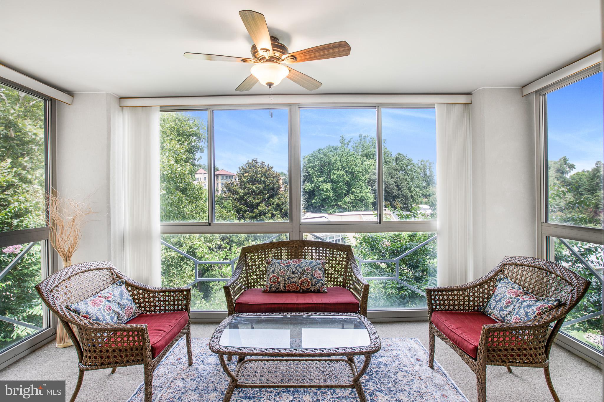 55+ SENIOR LIVING Freshly conditioned "C" Model in the modern mutual of Villa Cortese! 2 bedrooms with their own ensuite bathrooms, heat lamps, and medicine cabinets. Separate dining room off of the kitchen with a pass-through to the open living room. Plenty of natural light shines through the private sunroom with a serene treetop view. Washer/dryer is away from both bedrooms, living room, and dining room, which means reduced interruption! The unit comes with a storage unit on the ground level . There is plenty to love in this gorgeous unit, conveniently located near the elevator! Nearby plaza for grocery shopping, dining, banks, a post office and health services. Enjoy living in Leisure World with 2 Club Houses, Indoor and Outdoor Pools, Restaurants, Library, Fitness Center, Golf Course Membership, Tennis and Pickle Ball, Newspaper, Security, Bus Service, and so much more -- check out the LW NEWS ( every other Friday) for upcoming events.