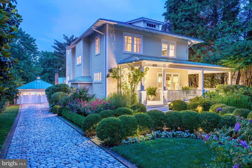 Welcome to 3805 Taylor Street in Chevy Chase - a turnkey stunner with a top-of-the-line renovation, an addition of a separate guest house and a detached two-car garage.  The 16,000 SF flat, private lot has been professionally designed and installed with gorgeous mature plantings plus up-lighting and speakers throughout the yard for outdoor entertaining.  There is also an amazing children's play area and putting green.  The main house, with four bedrooms, two full and two half baths has been meticulously updated and maintained.  The guest house (detailed in listing as Upper Level 2  (as its Main Level) & Upper Level 3 (as its Upper Level), designed by Russell Versaci and built by Banks Development in 2013, has an open-plan layout with chef’s kitchen, two bedrooms with Jack-and-Jill spa bath and a lower-level home gym.  The detached, two car garage was fully re-built in 2013 when the guest house was completed.