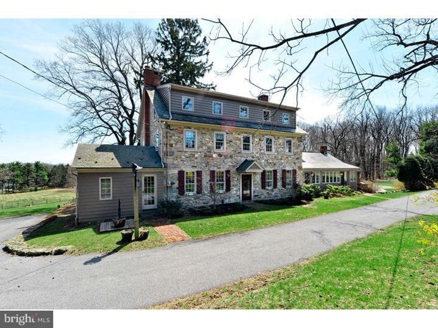 Dating to the 1790's, Deer Meadow Farm is one of the finest gentleman's estate properties in the greater Lehigh Valley. Situated on nearly 60 acres, this manor-style residence has a sense of repose and tranquility rarely seen in historical properties in this region. This field-stone house has a classic center-hall floor plan w/ closets in every room; original random-width pumpkin pine flrs, original hardware & millwork, including a "Bible Box" are part of its charm. Along with it's country, farmhouse charm, it offers every modern amenity,including central air & a beautiful eat-in kitchen with views of rolling lawn, & French doors opening to a rear patio. An expansive 4th bedroom on top floor offers high ceilings and its own full bath. Complimenting this fine home is a Pennsylvania bank barn with 9 horse stalls, a tack house, corn crib, 2 spring fed ponds and an in-ground pool. Fruit and nut trees abound property. Located near Lehigh Country Club, St Thomas More & Swain schools.