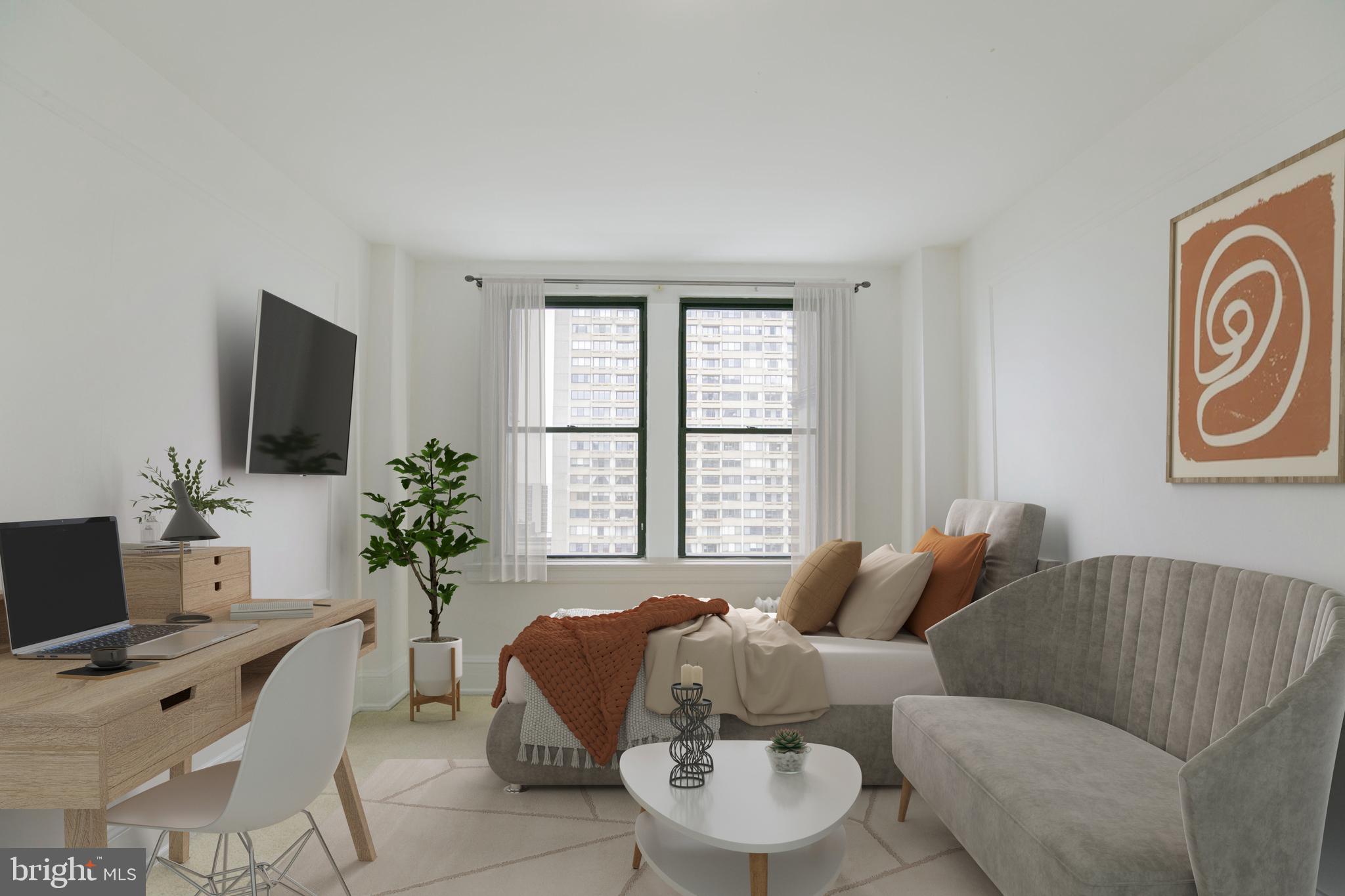 This charming and light-filled studio condo is in the Arts Condominium, just off Center City's Avenue of the Arts, and within walking distance to anything that you could possibly need! With a long list of restaurants, entertainment, and shopping right outside your door, as well as quick public transportation to anywhere in the city, you'll be in the center of everything! The condo is located on the 15th floor of this luxury building and is the perfect place to set up your primary home or when you need a pied-Ã -terre. This unit has wall-to-wall carpeting, a walk-in closet, large windows that flood the space with natural light, and provide stunning views of the city. The bathroom is tiled and has a full tub and lighted vanity with storage below. Building amenities include a 24-hour front desk attendant, elevator, laundry and fitness facilities, as well as a salon and common area for residents to enjoy. Schedule your showing today!