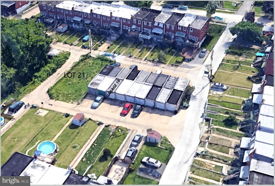 Garage #16, 351 Square Feet.  Small property with functional garage.  Good for storage only - tucked away behind properties on Wilkens Ave, Pine Heights Ave and Rock Hill Ave in 16 Ft. Alley, Violetville, MD.  See plat map.