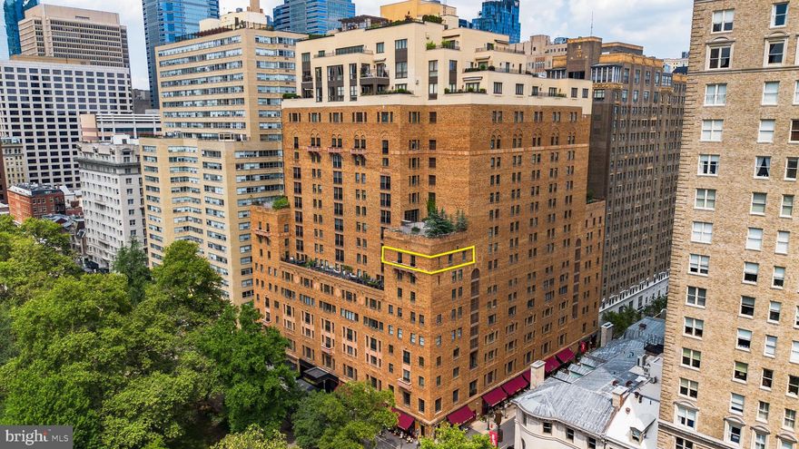 Luxury on the edge of green! Welcome to residence 910, a beautiful two bedroom, 2.5 bath corner home with the most SENSATIONAL VIEWS overlooking Rittenhouse Square. VIP views of both Rittenhouse Square and the Sunset. A rare combination you’ll be sure to enjoy. Featuring an open floor plan, 1,580 square feet, and spanning 53 feet along the park, this condo is a true oasis in Center City. Natural streaming light floods throughout every room. The expansive living area is made for entertaining with two floor-to-ceiling Juliet framed doors and balcony that captures sensational tree top views of the Square. Open these doors and feel the breeze and take advantage of what feels like a terrace but without the maintenance. The contemporary kitchen is equipped with SubZero appliances, an 11.5 foot island that seamlessly connects to the living and dining spaces. Retreat to the exquisite sunlit primary suite with a sitting area (could be an office nook), a spa-like 4 piece marble bathroom, a large walk-in closet and two Juliet balconies that highlight picture-perfect views of the park. Park views from your bed….sounds great, right? There is a generously sized second bedroom facing south with plenty of closet space and its own en-suite marble bathroom.  A convenient half-bath rounds out the layout, perfect for guests and effortless hosting. Included in the sale is one on- site garage parking space located below the building. Residents of Parc Rittenhouse enjoy five star amenities, including a 24 hour doorman; a new fitness center and resident lounge with pantry; media room; outdoor rooftop pool club with a large pool deck, full size pool, kids pool and hot tub; and two amazing restaurants on the ground floor, Stephen Starr’s Parc and Via Locusta. Prepare to embrace city living at its finest in this stunning Rittenhouse Square home. Schedule your private tour today, and discover firsthand how 219 S 18th St can elevate your lifestyle. Don’t miss this opportunity—contact us now for more details and make this exceptional residence yours.