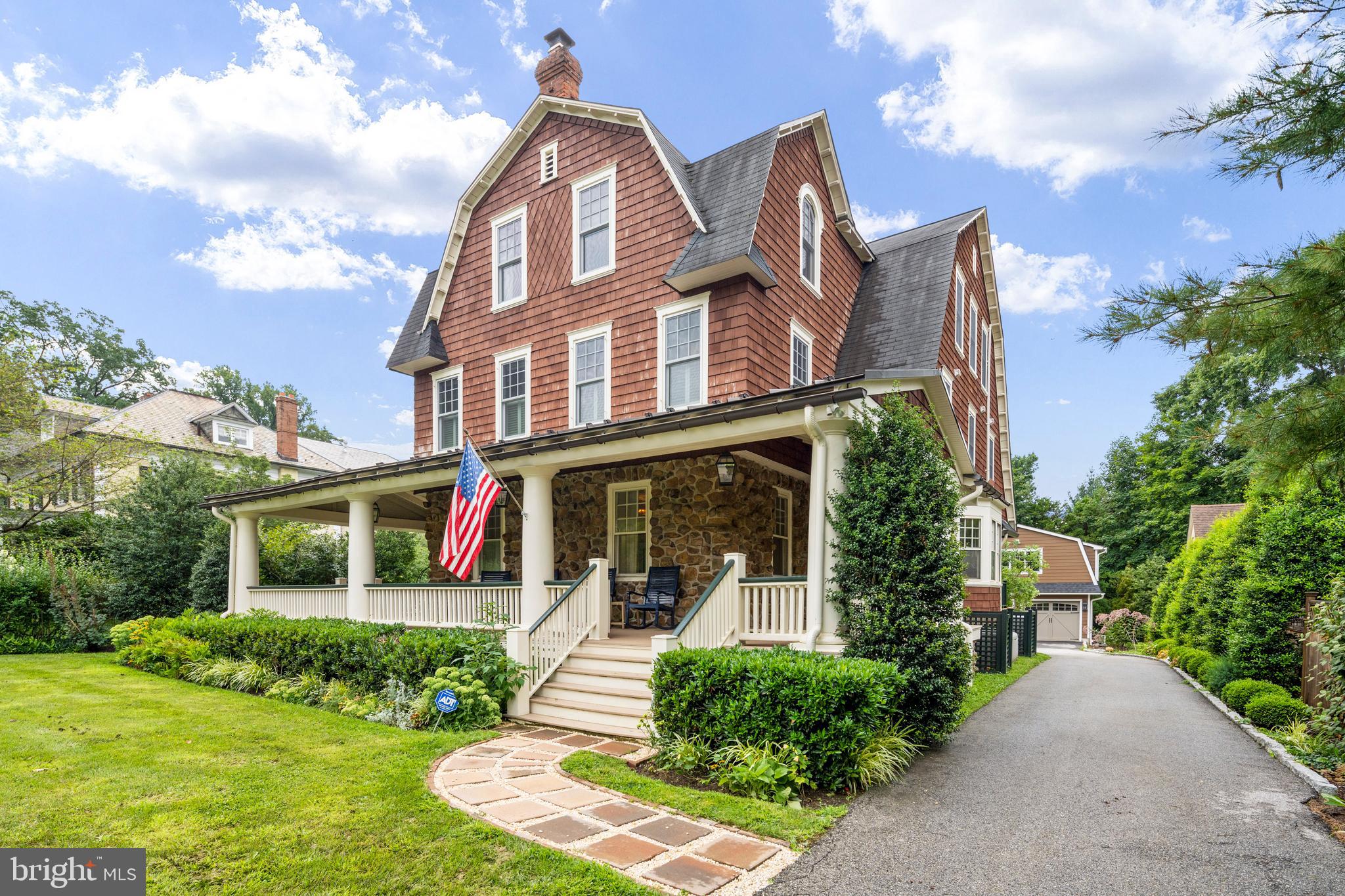 This fabulous, very charming, updated 3 story Victorian home features an expansive covered front porch with stone foundation and over 5,300 square feet of living space. Sited on a manicured, flat lot in the desirable South Wayne neighborhood, it is just blocks to the train to Philadelphia and a short walk to Wayne center with its wonderful attractions, shops, and restaurants. Both grand yet comfortable, this three-story home boasts every amenity inside and out. The elegant formal living room captures the essence of Main Line tradition with its oversized window?s deep sills, stunning hardwood floors, and handsome wood burning fireplace with granite surround and custom milled mantle. The sophisticated formal dining room is grandly proportioned and ideal for entertaining with its impressive bay window, coffered ceiling, hardwood floors, and large pocket doors leading to the butler?s pantry. The family room provides the perfect space for relaxing with its large custom built-in media center, full-wall bay window with plantation shutters, and gleaming hardwood floors. Complete with an expansive gourmet, eat-in kitchen featuring double oven, gas range, built-in banquette seating, an office work space, and plenty of sun light, no detail has been spared. Adjacent new Mud Room has bench with hooks and plenty of storage in drawers and a large coat closet. The 2nd floor boasts a lovely master suite with large windows and plantation shutters, hardwood floors, a dressing area, his/hers walk-in closets, and a dreamy master bathroom with radiant heated tile floor, custom cabinetry, a granite vanity with double sinks, and a large steam room shower. Three additional bedrooms, two additional flawlessly remodeled full bathrooms, and a laundry room complete this stunning floor. The 3rd story features an expansive playroom with full exposures of sun-filled windows, two beautifully remodeled full bathrooms, a cozy study/office, and two additional bedrooms. This magnificent home also includes a brand new detached garage with 2nd story gym. This one of a kind home is located convenient to all major highways and some of the best public and private schools in the country. It's a must-see! ****Tax reassessment coming January 2021***