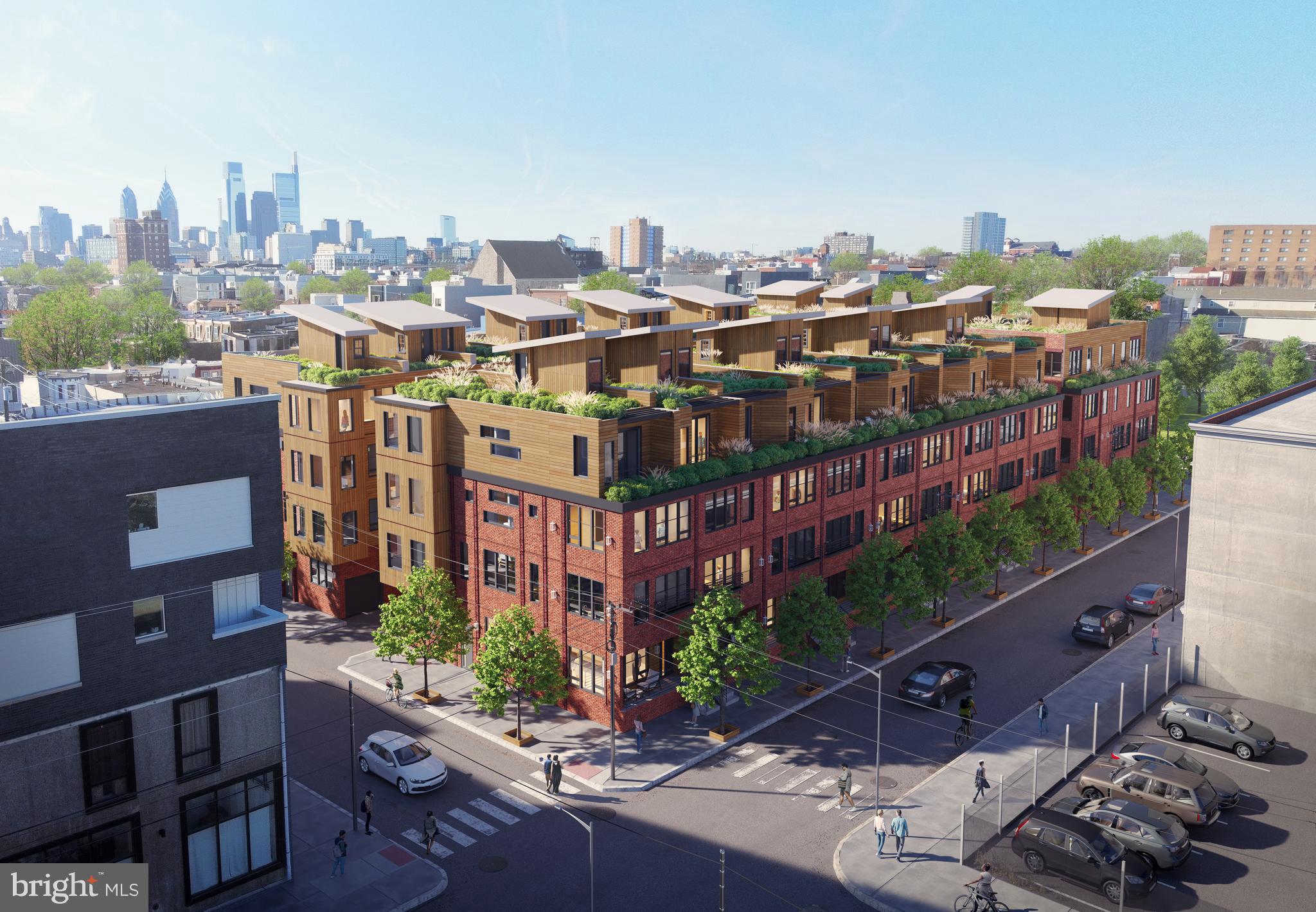 Randolph Courts introduces a new level of sophistication in design, blending industrial aesthetics with vibrant earth tones and lush greenery to create a unique "urban elegance." This exclusive community will feature 18 single-family homes, each offering 3 bedrooms, 3.5 bathrooms, and four outdoor spaces, including a private green roof. These remarkable residences span over 3,000 square feet, include 2-car garages, high ceilings, and showcase an exceptional level of designer finishes.
The first floor provides direct access to the garage, along with a powder room for added functionality and convenience. Moving to the main level, the open floor plan showcases a high-end kitchen equipped with custom cabinetry and sleek quartz countertops, perfect for cooking and entertaining. This space flows effortlessly into the living and dining areas, with large windows and a private balcony, blending indoor and outdoor living seamlessly.
The second floor offers two spacious bedrooms—one with an en-suite bathroom and another with access to a hallway bathroom. The third-floor primary suite is a private sanctuary featuring a walk-in closet and a luxurious bathroom with a double vanity, soaking tub, and walk-in shower.