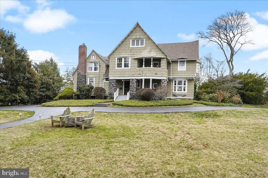 Set high on the hill with over an acre of land this iconic home is a one of a kind in one of the most desirable sections of walk to Wayne. While built in the late 1800’s the house has tons of charm but also loaded with features today's buyers want. It has an open concept feel that was ahead of its time. The eat in kitchen has been updated with lots of counter space and stainless appliances. The dining room, family room and game room are open to each other for great flow but there are pocket doors that can provide privacy. The primary bedroom has a large walk-in closet with built ins, a beautiful full bath with double sinks and large walk-in shower and a balcony to sit and enjoy a summer night. There are 4 more bedrooms and 2 baths. One of the baths has been renovated with the convenience of an upstairs washer dryer. The third floor is great for storage. The basement is finished perfect for additional living space. The large deck with hot tub is private and overlooks a large, flat backyard. There is a newer 2 car detached garage with a second floor for storage. You cannot beat the location, the style and all of the updates this home has to offer.