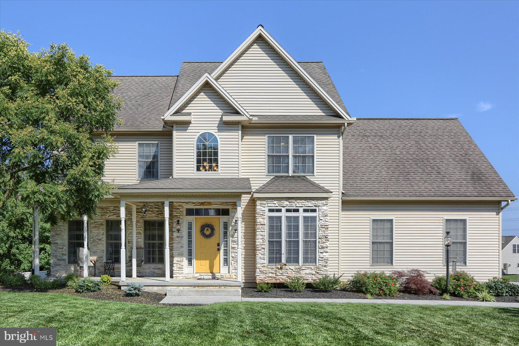 Welcome home to the sought-after Canterbury Estates neighborhood located in Upper Allen where you are within walking distance to both Fisher and Friendship park. This meticulously maintained 4 bedroom, 2.5 bath residence boasts great curb appeal and is situated on a spacious corner lot. Upon entering, there is a two-story foyer that connects to a formal dining room on your left, and to your right an enhanced dedicated space for work or study with interior french doors. The kitchen features granite countertops, a tiled backsplash, extended island, pantry, farmhouse sink, built-in hot water dispenser, and stainless steel appliances. The first floor powder includes a granite top vanity and vessel sink. The family room, full of natural light, flows right from the kitchen/breakfast area. Right outside, you will find a spacious fenced-in yard that ensures privacy and security for the whole family. Entertaining opportunities abound with the deck and two-level patio. Be ready to enjoy countless sunsets with the breathtaking mountain views. Upstairs, there are four well-suited bedrooms. The lovely primary bedroom has a tray ceiling, two closets, and a recently updated ensuite bath. There is a spacious full-bath in the upstairs hallway which includes a double vanity. The bright, finished basement offers an additional 1,200 square feet of living space that offers endless possibilities as an additional entertaining area, play area, exercise room, or additional bedroom. The large mechanical/storage room offers additional storage that includes extensive wood shelving. Additional updates include converting the home to natural gas and installing a new HVAC in 2020. This home will not last long, schedule your showing today!