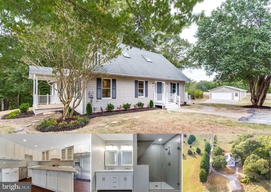 New Price! Amazing renovation on over an acre surrounded by farmland. Three finished levels with 4 bedrooms, 3 full bathrooms, 2 car attached garage and 2 car detached garage/workshop with separate meter.  Brand new wood floors, ceramic tile and carpet. Gourmet kitchen features granite, upgraded cabinets with soft-close feature, stainless steel appliances, oversized island and built-in microwave.  Spacious family room and dining room with open floorplan that is perfect for entertaining. Large master suite on upper level features a vaulted ceiling, walk-in closet, beautiful views of the sunset and amazing master bathroom with dual vanity, decorative tile & frameless shower door. Fully finished recreation room in basement. Oversized driveway with plenty of room for many vehicles. New furnace, new light fixtures, doors and more! NO HOA! Conveniently located to shopping, restaurants and Naval Air Station Patuxent River. No down payment (RDA) eligible! You don't want to miss this gorgeous home!